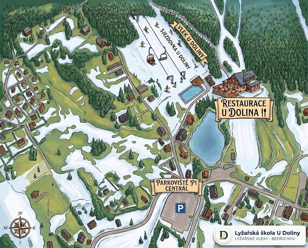 Mapa areálu U Doliny a parkoviště P1